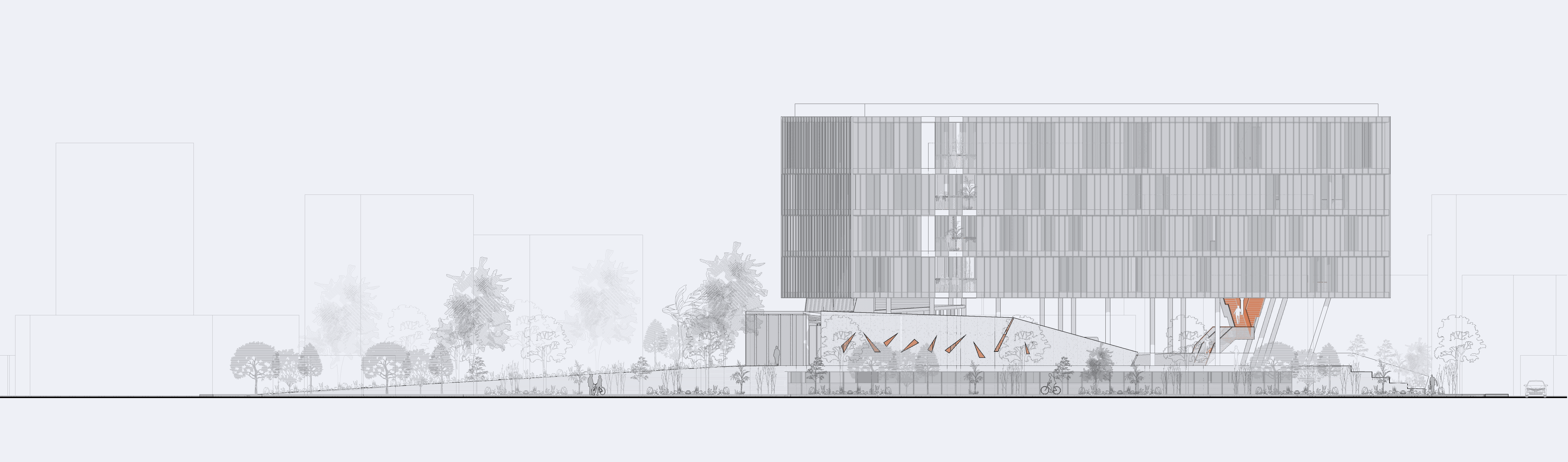 Section drawing, The Faculty of Multimedia and Graphic Arts of the Cyprus University of Technology