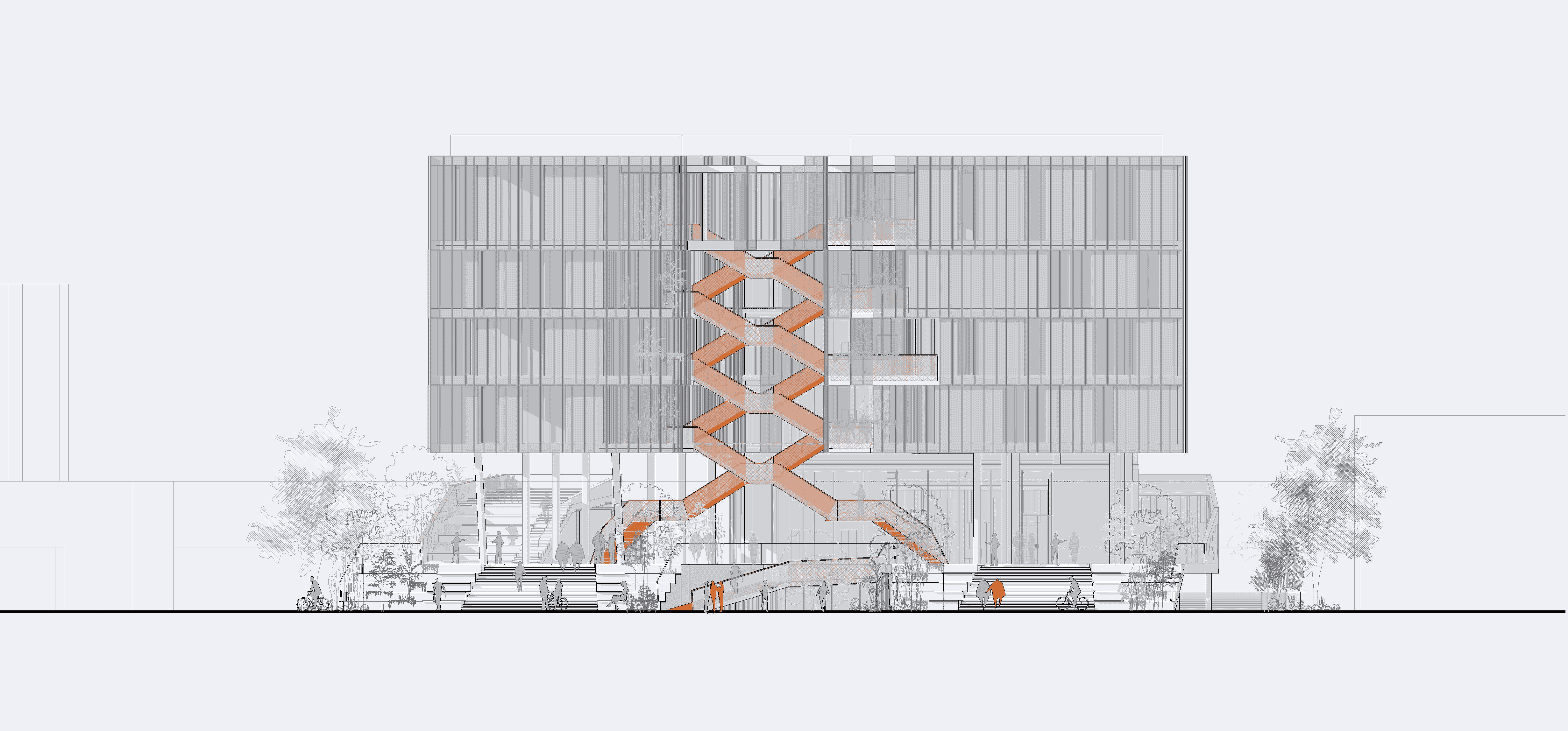 Section drawing, The Faculty of Multimedia and Graphic Arts of the Cyprus University of Technology