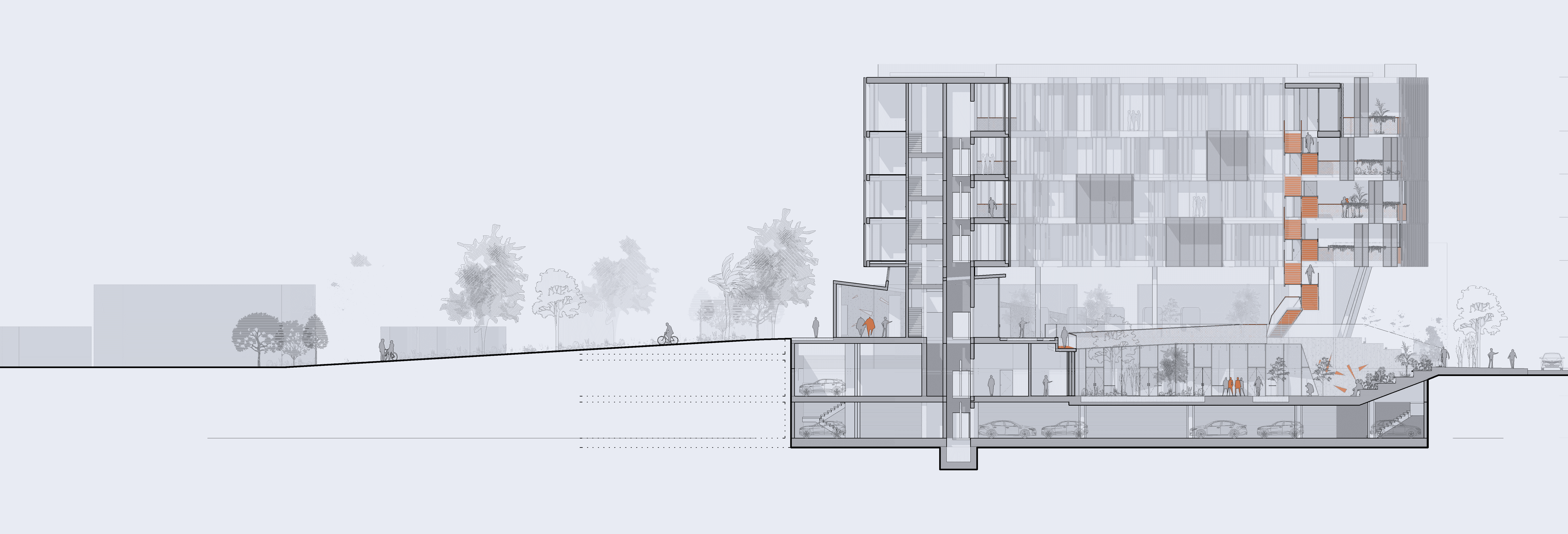 Section drawing, The Faculty of Multimedia and Graphic Arts of the Cyprus University of Technology