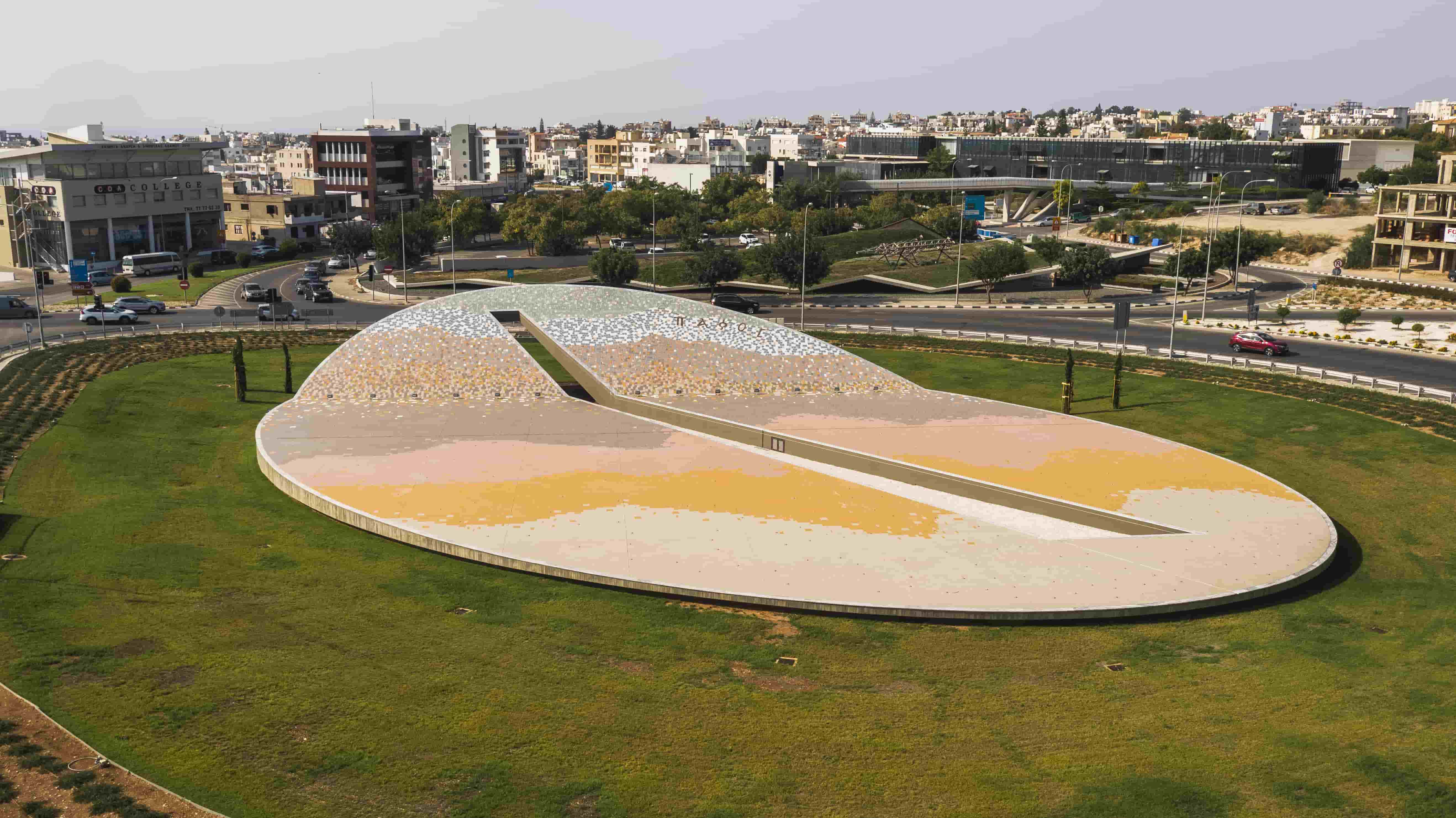 Aerial view of Motorway Junction at the entrance to Paphos