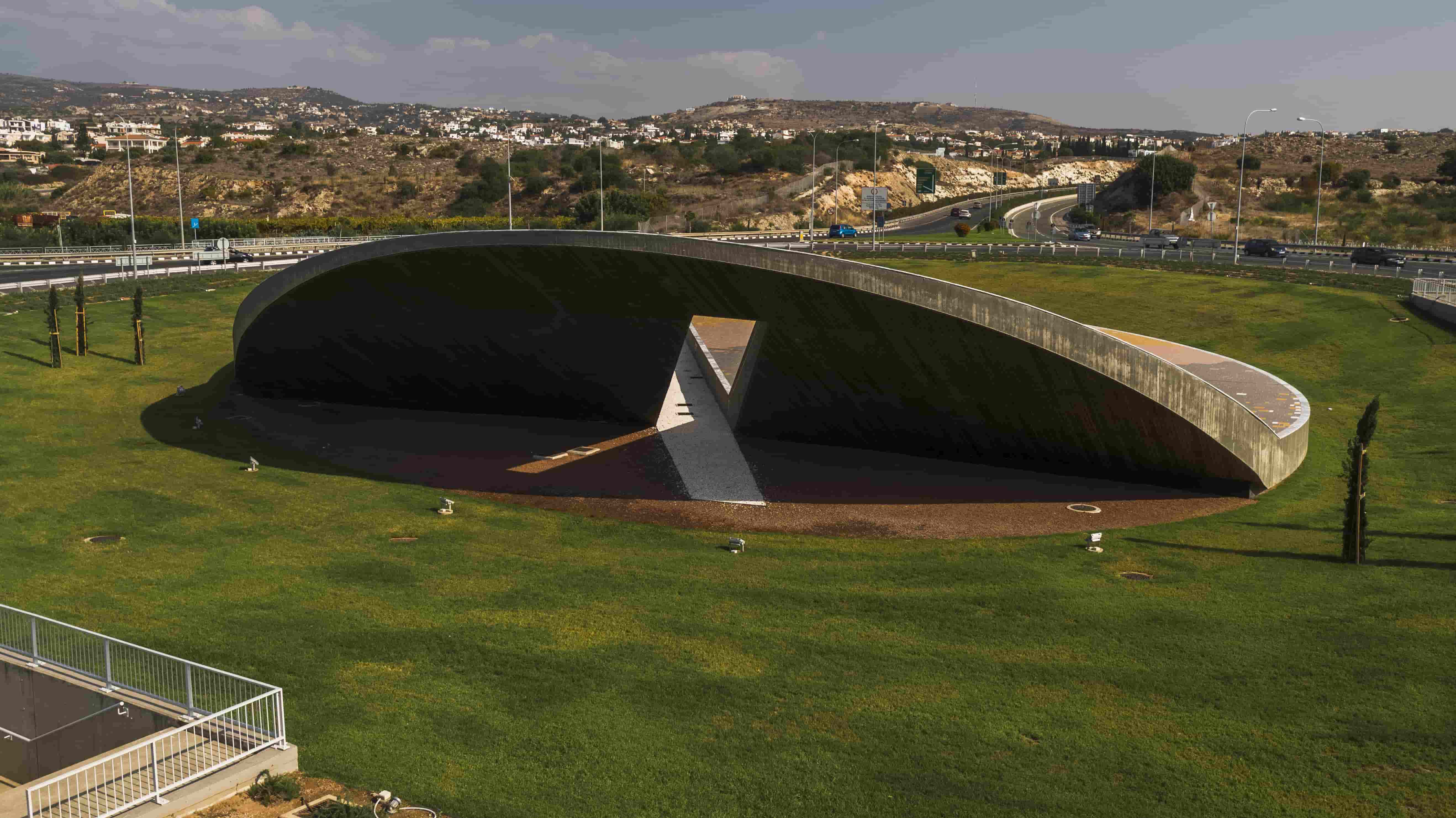Aerial view of Motorway Junction at the entrance to Paphos