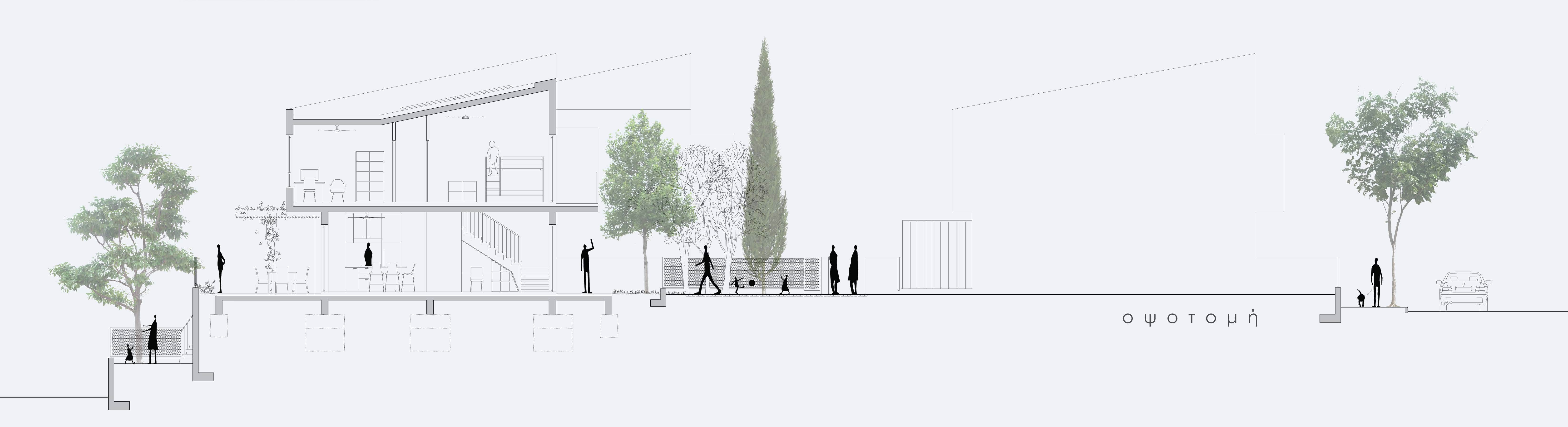 Section drawing, Social Housing Complex