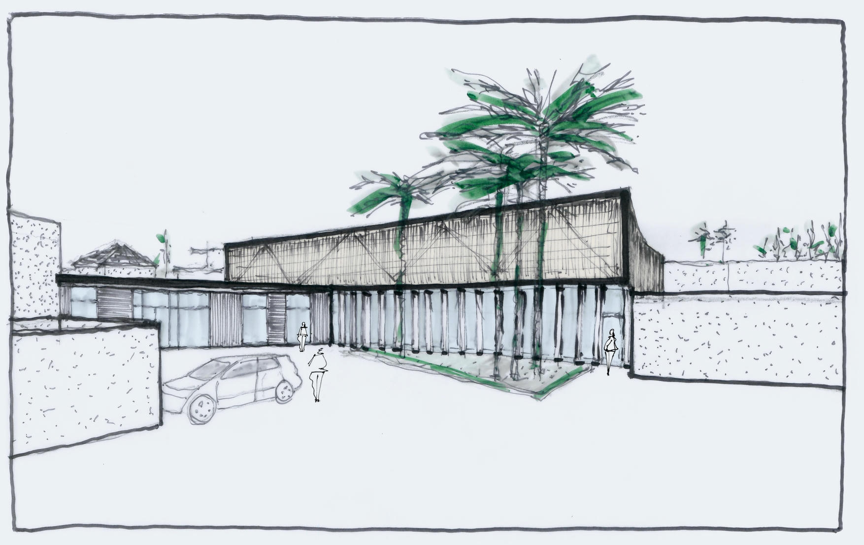 Concept sketch, Pancyprian Highschool – Masterplan and Sports Hall