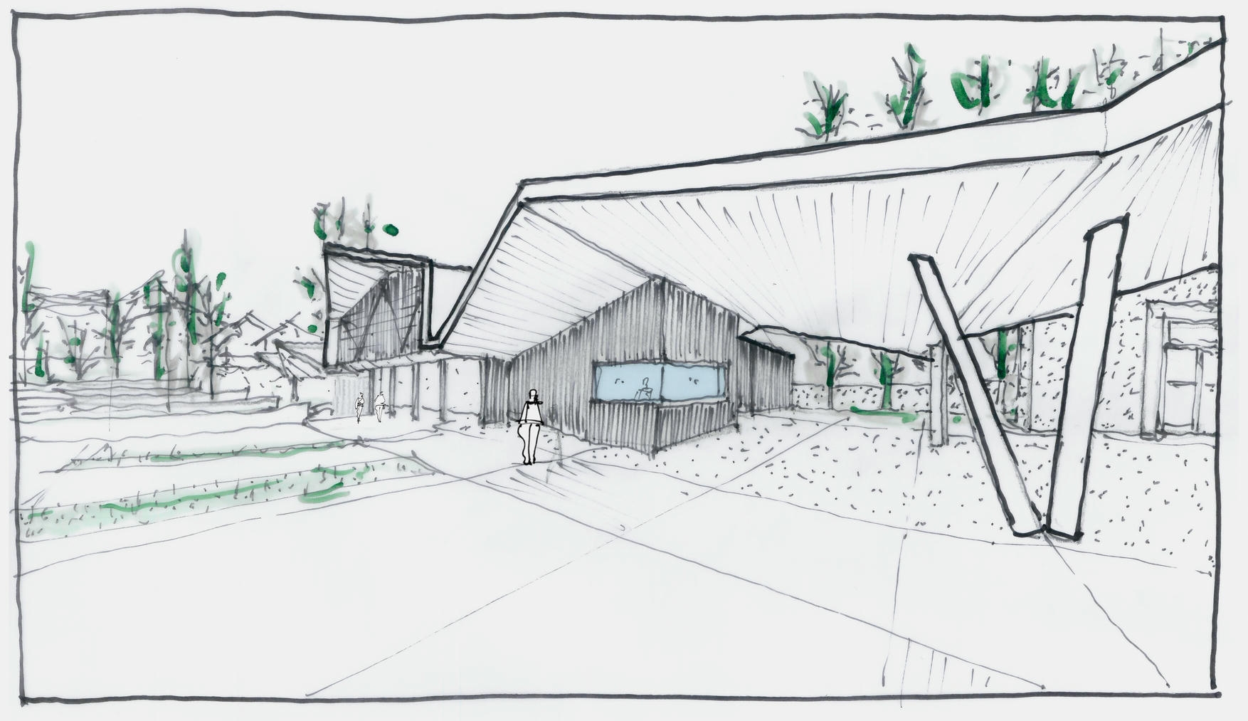 Concept sketch, Pancyprian Highschool – Masterplan and Sports Hall